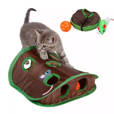 Інтерактивна іграшка-тунель для кішок, 9 отворів, 32х32см 7000005705 фото
