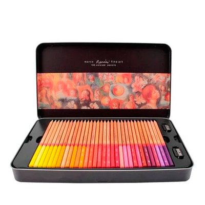 Набір різнокольорових олівців 100 шт, металевий кейс Marco Renoir 7000000849 фото