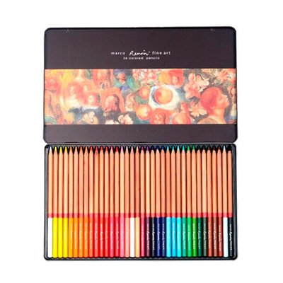 Набір різнокольорових олівців 36 шт, металевий кейс Marco Renoir 7000000784 фото