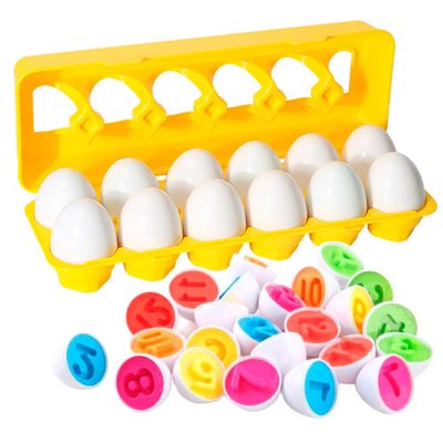 Іграшка сортер розвиваюча для дітей яйца пазли, 12 штук в лотку, Цифри 7000006359 фото