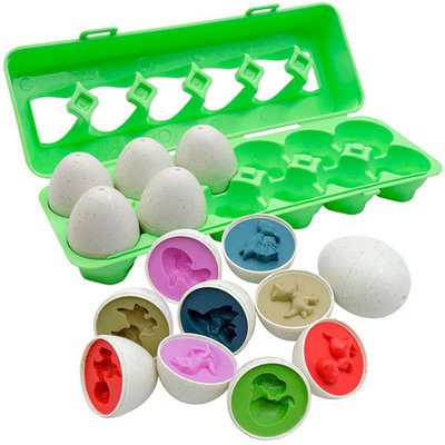 Іграшка сортер розвиваюча для дітей яйця пазли, 12 штук в лотку, Динозаври 7000006360 фото