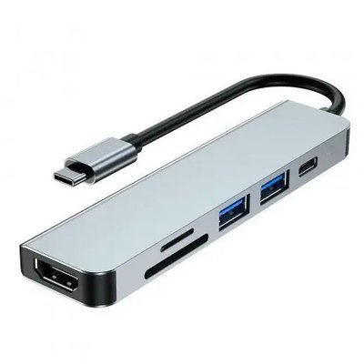 USB 3.1 Type-C хаб розгалужувач на 2x USB 3.0, HDMI, кардрідер, PD, метал 7000005865 фото