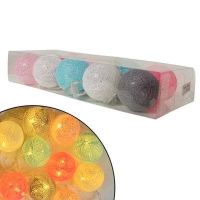 Гірлянда світлодіодна новорічна кольорова Бавовняні кульки 10 штук 2м 7000005002 фото
