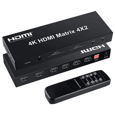 Комутатор HDMI 4x2 порта, 4K, 3D, матричний, з пультом ДУ і EDID 7000003717 фото