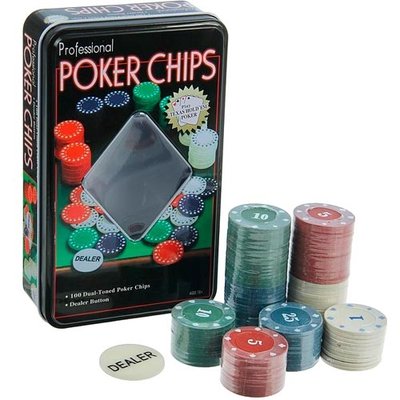Набір фішок для покера, 100 фішок із номіналом у метал коробці 7000000613 фото