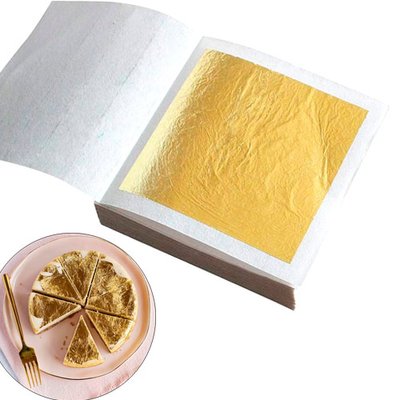 Сусальне золото харчове, аркуш 8х8см 100шт, поталь для декору 7000006893 фото
