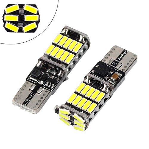 LED T10 W5W лампа в автомобіль 2шт, 26 SMD 4014, з обманкою Canbus, білий 7000006184 фото