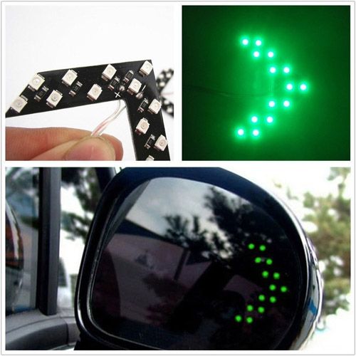 Покажчики повороту LED для авто на бокове дзеркало, пара, зелені 7000000016 фото