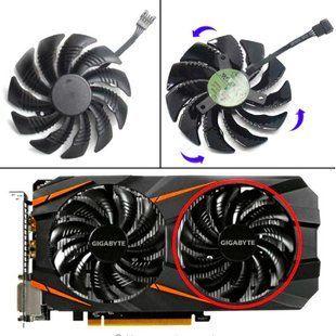 Вентилятор 88мм 12В 4пин T129215SU-B Gigabyte GTX 1050 1060 1070 RX 470 580 7000001697 фото