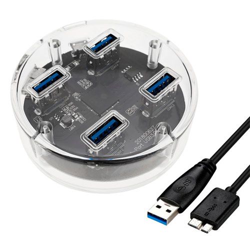 4-портовый USB 3.0 хаб концентратор, до 5 Гбит/с, прозрачный 7000001678 фото