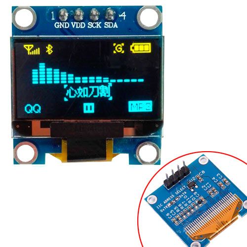 OLED дисплей графический SSD1306 I2C 4p 0.96" 128x64 Arduino, сине-желтый 7000003054 фото