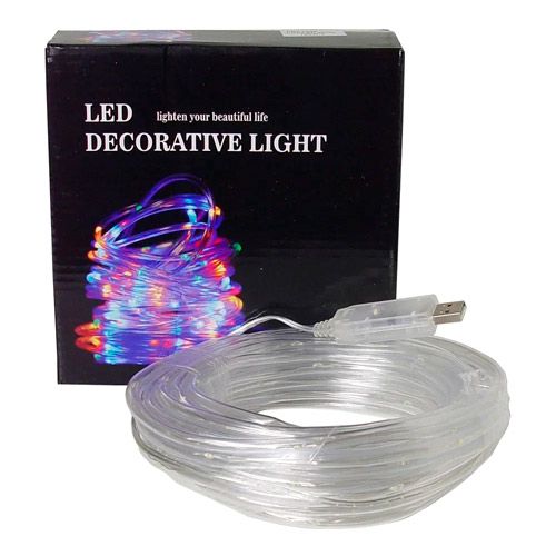 Гірлянда світлодіодна новорічна кольорова USB стрічка 100 LED 10м, дюралайт 7000005846 фото