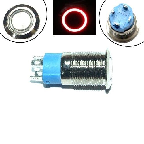 Кнопка 12мм фиксирующаяся, 12-24В, красный LED, 4pin, 12K-P10DZ 7000005727 фото