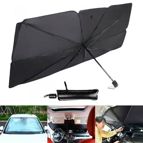Автомобільна сонцезахисна парасолька на лобове скло L 135x75 см, чохол 7000006246 фото