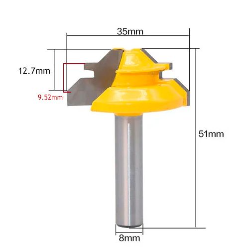 Фреза для кутового лінійного зрощування деревини 35мм, хвостовик 8мм 7000005693 фото