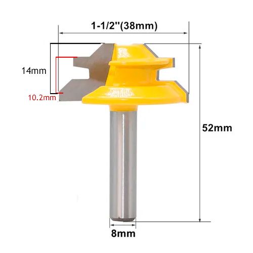 Фреза для кутового лінійного зрощування деревини 38мм, хвостовик 8мм 7000005694 фото