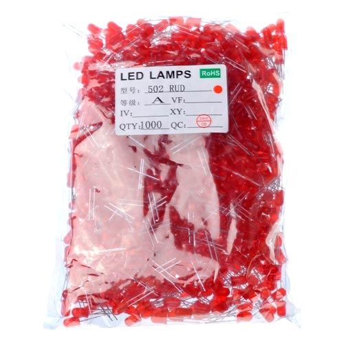 LED светодиод 5мм 1.8-2В 20мА, 1000шт, красный 7000004853 фото