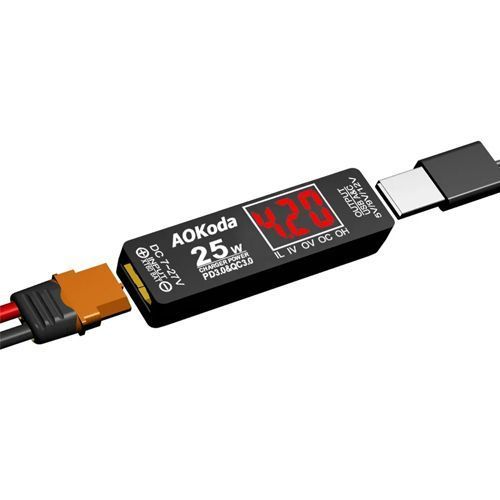 Перетворювач живлення AOKoda XT60 на USB-A Type-C PD/QC3.0 25Вт, LiPo 2-6S 7000007884 фото