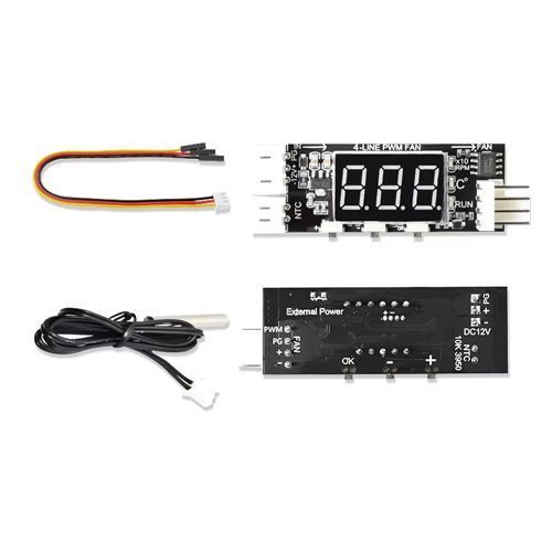 ШИМ регулятор скорости вентилятора DC 12В 3А PWM с термодатчиком и дисплеем 7000008083 фото