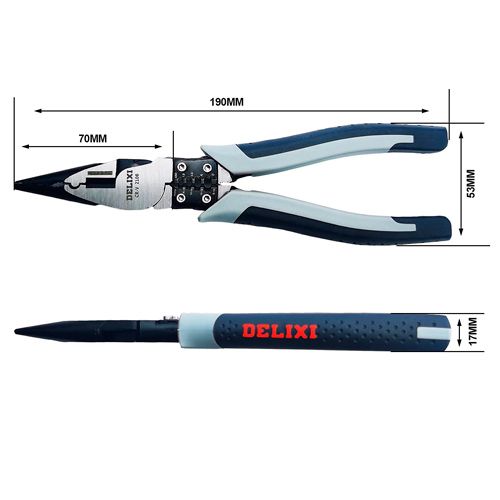 Плоскогубцы комбинированные 7" многофункциональные 1.5-6мм2, 190мм, Delixi 7000006691 фото
