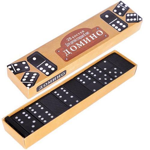 Настольная игра Домино, 28 костей, черные, пластик 7000007596 фото
