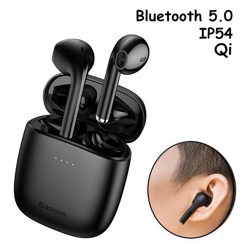 Наушники беспроводные, гарнитура с кейсом Baseus Encok W04 Pro Bluetooth, Черные 7000003270 фото