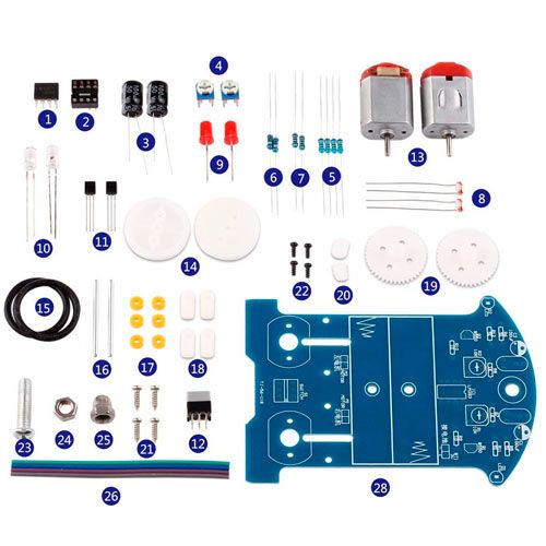 Робот BEAM Трек машинка, що їздить по лінії D2-5 Kit ЗБЕРИ САМ DIY 7000002909 фото