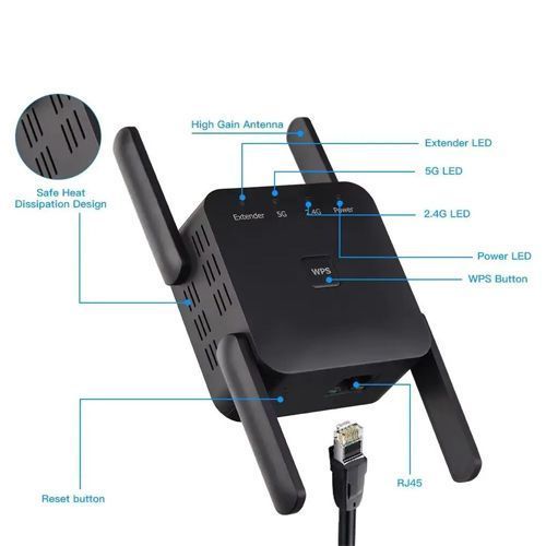 Беспроводной Wi-Fi репитер 1200Мбит/с 2.4/5ГГц, усилитель сигнала Fenvi AC1200 7000007558 фото