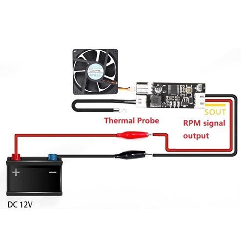ШИМ регулятор скорости вентилятора DC 12В 0.8А PWM с термодатчиком 7000007642 фото