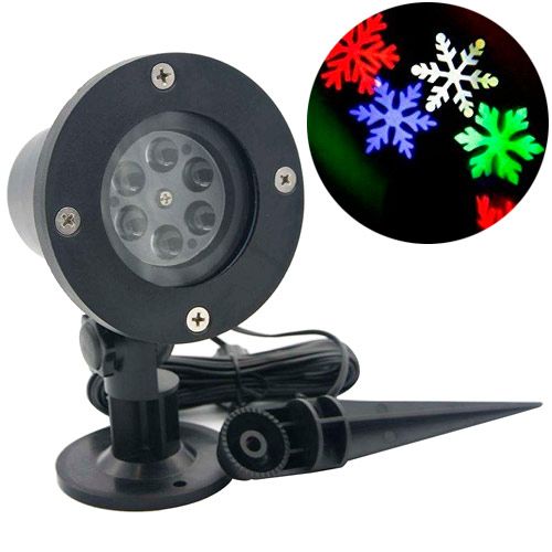 Лазерный проектор новогодний уличный Снежинки RGBW LED WL-602 садовый 7000003096 фото