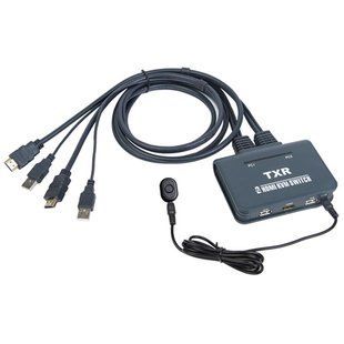 KVM свич переключатель, 2 порта, HDMI USB, встроенные кабели, кнопка ДУ 7000001686 фото