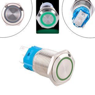 Кнопка 19мм фиксирующаяся, 12-24В, зеленый LED, 5pin, 19K-P11DZ 7000006437 фото