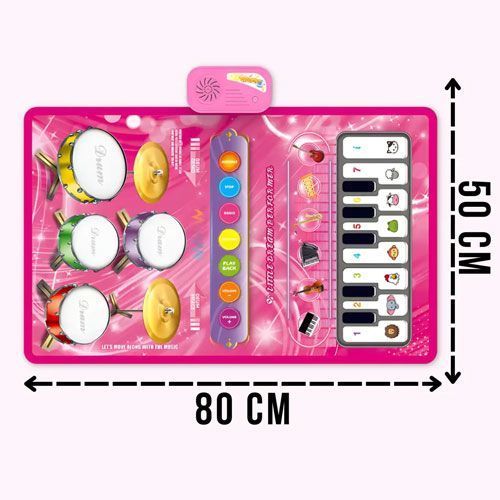 Игровой коврик 3в1 для детей с пианино и барабанными палочками, 50x80см 7000007851 фото