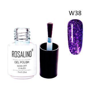 Гель-лак для нігтів манікюру 7мл Rosalind, гліттер, W38 фіолетовий 7000005350 фото