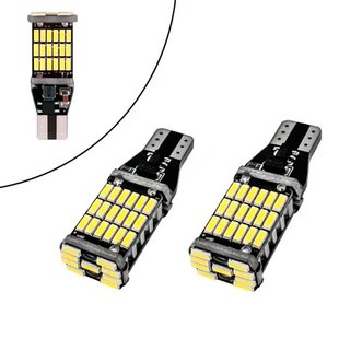 LED T15 W16W лампа в автомобіль 2шт, 45 SMD 4014, з обманкою Canbus, білий 7000005424 фото