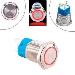 Кнопка 19мм фиксирующаяся, 12-24В, красный LED, 5pin, 19K-P11DZ 7000007118 фото