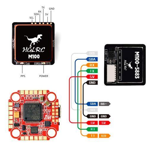 GPS модуль HGLRC M100-5883 с компасом и антенной FPV дрона 7000007228 фото
