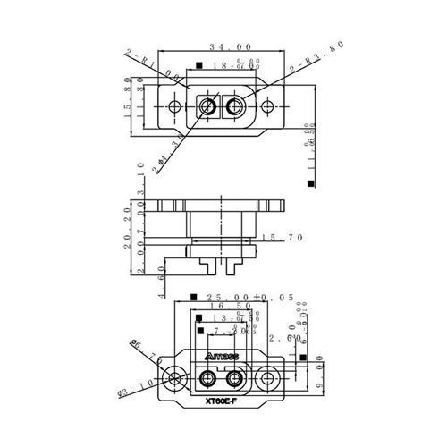Разъем питания силовой Amass XT60E XT60 60А 2pin, мама, монтажный, на корпус 7000007229 фото