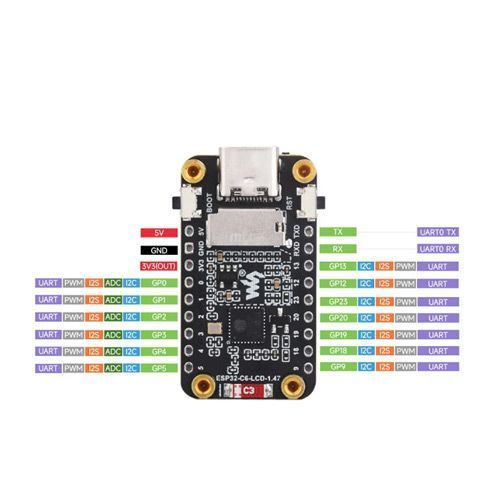 ESP32-C6 1.47" Wi-Fi Bluetooth, Type-C, плата разработчика 7000007637 фото