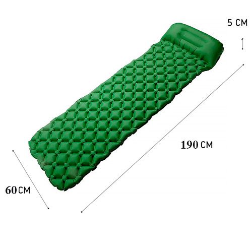 Килимок туристичний надувний з подушкою, матрац 190x60x5см, зелений 7000006389 фото
