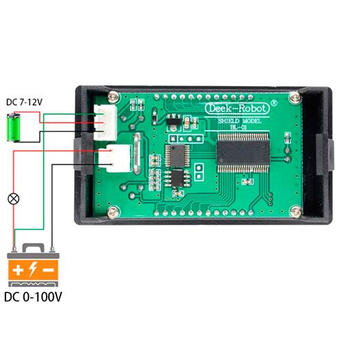 Цифровий вольтметр амперметр ватметр DC 0-100В 10А 1000Вт Deek-robot 7000001439 фото