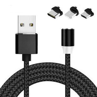 Кабель магнитный USB Type-C MicroUSB Lightning 3в1 360 2м нейлон 7000003263 фото