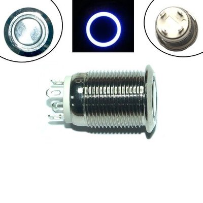 Кнопка 12мм возвратная, 12-24В, синий LED, 4pin, 12A-D 7000005724 фото